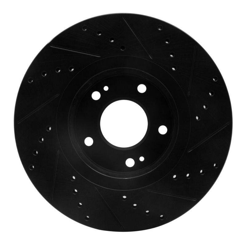 Hyundai Azera Brake Rotor (1) - Front Left - R1 Concepts - Drilled & Slotted - Black - `04-`11